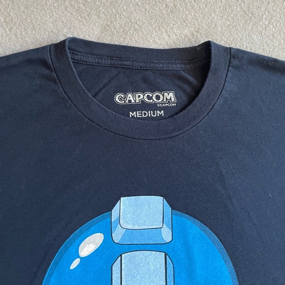 Capcom Mega Man T-Shirt Men’s Medium Navy Blue Cotton Graphic Gamer Tee - Picture 5 of 8